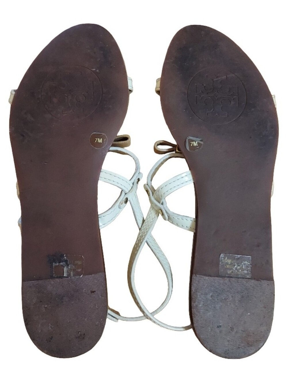 Tory Burch Kailey Bow Slingback Flat Leather Sandals In Color Iced Coffee/Bleach - Picture 10 of 15